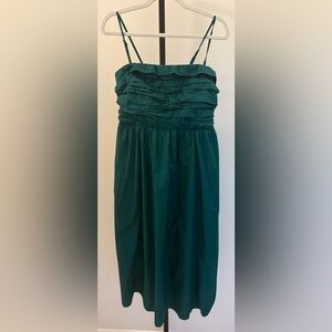 Abercrombie & Fitch Forest Green Emerson Ruched strapless/strap Midi Dress